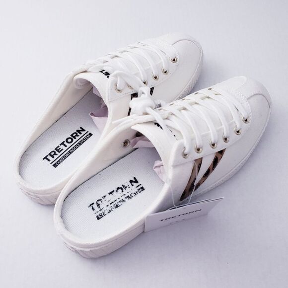 💥SOLD💥Tretorn Easy Nylite Canvas Lace Up Slip On Sneakers Mule Leopard Size 7 - Picture 6 of 11
